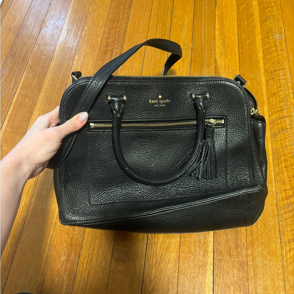 Kate Spade black leather large shoulder bag